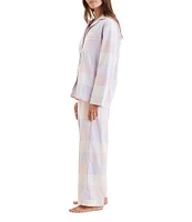 Papinelle Long Sleeve Notch Collar Woven Plaid Pajama Set