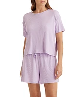 Papinelle Luxe Rib Soft Knit Touch Scoop Neck Short Sleeve Tee & Short Set