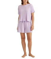 Papinelle Luxe Rib Soft Knit Touch Scoop Neck Short Sleeve Tee & Short Set