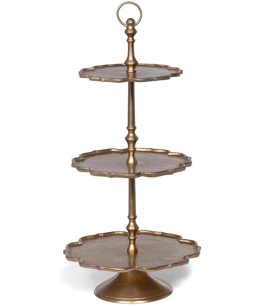 Park Hill Scalloped Edge Cast Aluminum Tiered Server