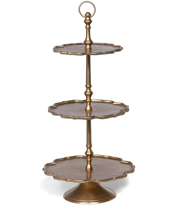 Park Hill Scalloped Edge Cast Aluminum Tiered Server