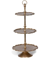 Park Hill Scalloped Edge Cast Aluminum Tiered Server