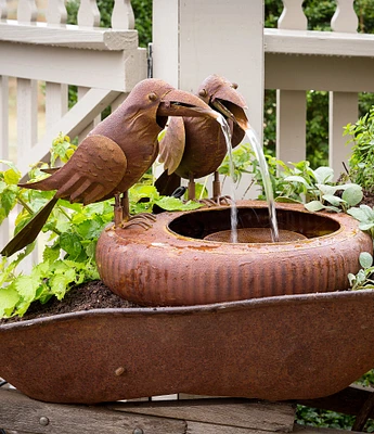 Park Hill Vintage Farmhouse Collection Folk Art Crows Fountain