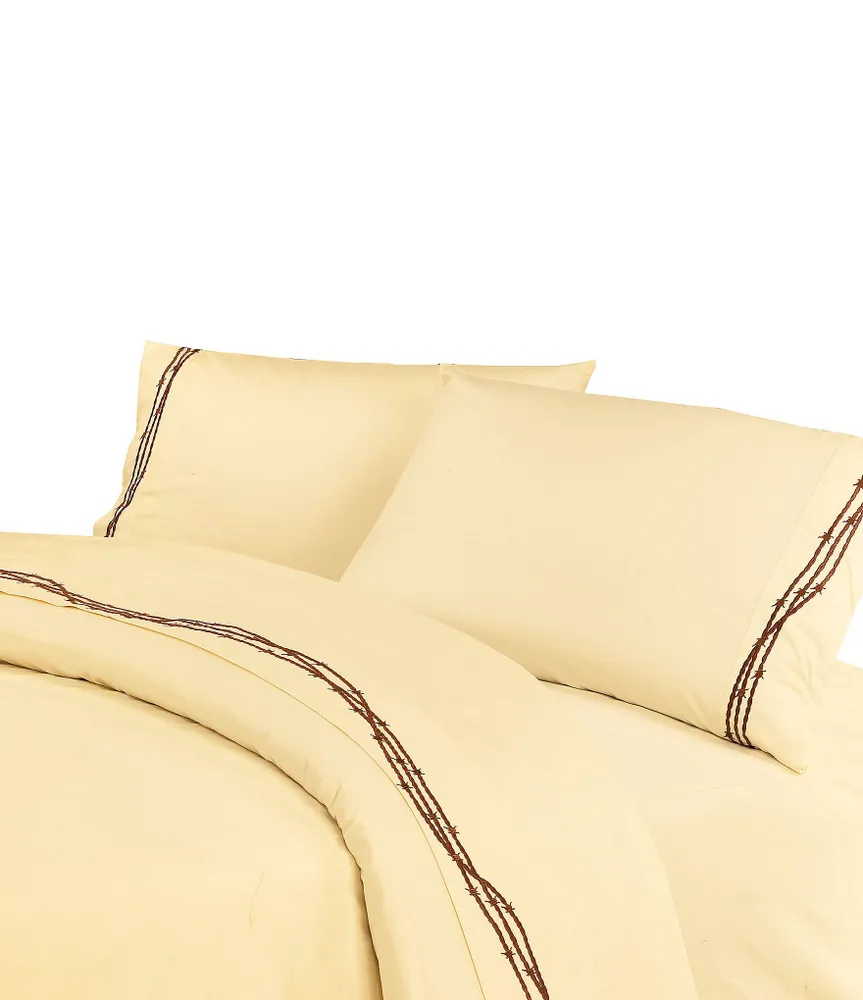 Paseo Road by HiEnd Accents 350-Thread Count Rustic Barbwire Collection Embroidered Sheet Set