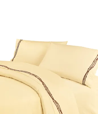 Paseo Road by HiEnd Accents 350-Thread Count Rustic Barbwire Collection Embroidered Sheet Set