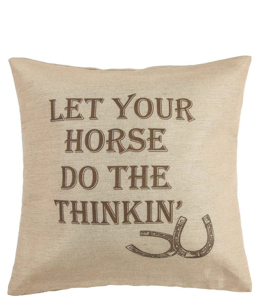 Paseo Road by HiEnd Accents Burlap Western Horse Printed Square Throw Pillow