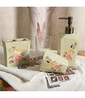 Paseo Road by HiEnd Accents Dessert Skull Rose Floral 3-Piece Bath Countertop Accessory Set