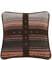 HiEnd Accents x Paseo Road Estes Vegan Leather Detailing Chenille Jacquard Square Pillow