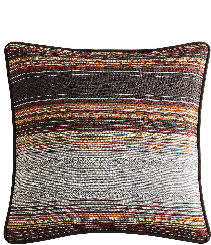 Paseo Road by HiEnd Accents Estes Chenille Stripe Reversible Vegan Leather Euro Sham