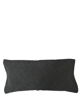 Paseo Road by HiEnd Accents Genuine Leather Woven Suede Crisscross Pattern Lumbar Pillow