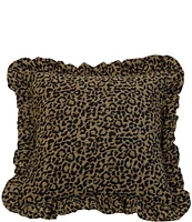 Paseo Road by HiEnd Accents San Angelo Leopard Print Chenille Ruffled Square Pillow