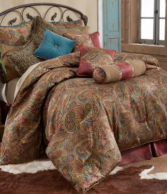 Paseo Road by HiEnd Accents San Angelo Paisley & Red Leather Comforter Set