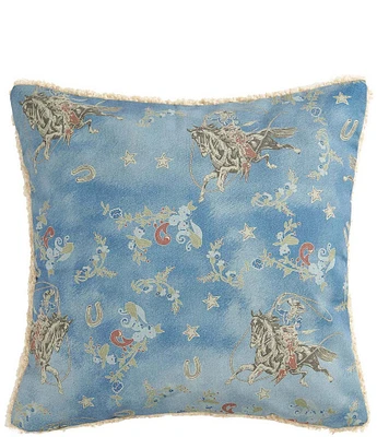 Paseo Road by HiEnd Accents Tasha Polizzi Collection Lee Western Washed Denim Teddy-Backed Square Pillow
