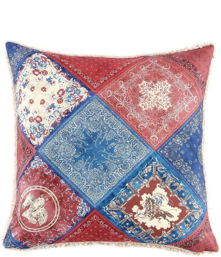 Paseo Road by HiEnd Accents Tasha Polizzi Collection Patchwork Bandana Teddy-Backed Square Pillow