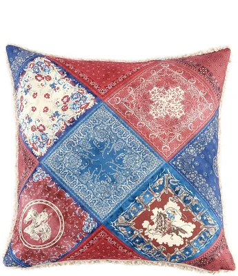 Paseo Road by HiEnd Accents Tasha Polizzi Collection Patchwork Bandana Teddy-Backed Square Pillow