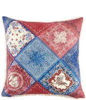 Paseo Road by HiEnd Accents Tasha Polizzi Collection Patchwork Bandana Teddy-Backed Square Pillow