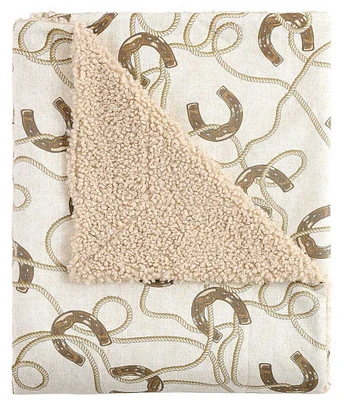 Paseo Road by HiEnd Accents Tasha Polizzi Collection Pierre Equestrian Teddy-Backed Throw Blanket