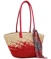 Patricia Nash Calypso Straw Tote Bag with Scarf