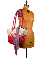 Patricia Nash Calypso Straw Tote Bag with Scarf