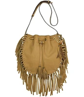 Patricia Nash Carrara Suede Drawstring Fringe Crossbody Bag