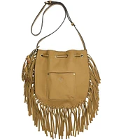 Patricia Nash Carrara Suede Drawstring Fringe Crossbody Bag