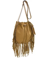 Patricia Nash Carrara Suede Drawstring Fringe Crossbody Bag