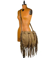 Patricia Nash Carrara Suede Drawstring Fringe Crossbody Bag