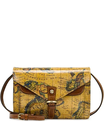 Patricia Nash Cassano Leather European Map Print Crossbody Bag