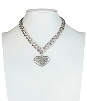 Patricia Nash Etched Heart Short Pendant Necklace