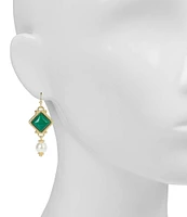 Patricia Nash Green Cab Pearl Double Drop Earrings