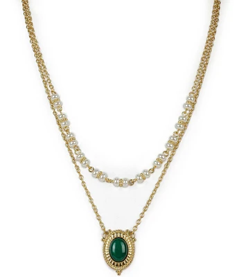 Patricia Nash Green can Pearl Short Multi Strand Necklace