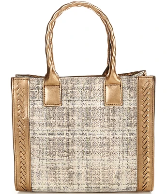 Patricia Nash Herringbone Leather Curry Leather Tote Bag