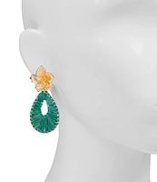 Patricia Nash Hibiscus Teardrop Raffia Orbital Drop Earrings