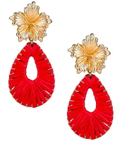 Patricia Nash Hibiscus Teardrop Raffia Orbital Drop Earrings