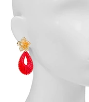 Patricia Nash Hibiscus Teardrop Raffia Orbital Drop Earrings