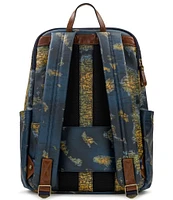 Patricia Nash Karina Greek Map Patina Coated Linen Canvas Backpack