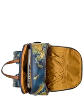 Patricia Nash Karina Greek Map Patina Coated Linen Canvas Backpack