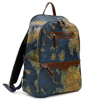 Patricia Nash Karina Greek Map Patina Coated Linen Canvas Backpack