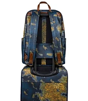 Patricia Nash Karina Greek Map Patina Coated Linen Canvas Backpack