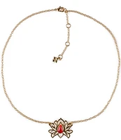 Patricia Nash Open Lotus Short Pendant Necklace