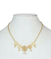 Patricia Nash Open Rose Pearl Frontal Collar Necklace