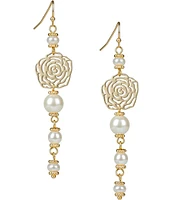 Patricia Nash Open Rose Pearl Linear Earrings