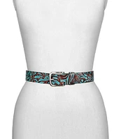 Patricia Nash Pelosa Tooled Turquoise 1.25#double; Belt