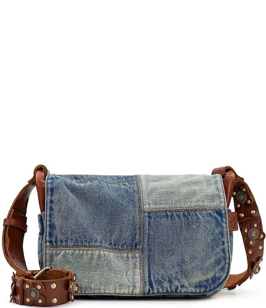 Patricia Nash Rosa Denim Patchwork Flap Crossbody Bag