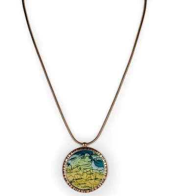 Patricia Nash Round Map Long Pendant Necklace