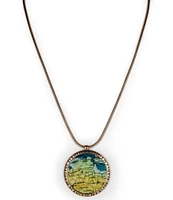 Patricia Nash Round Map Long Pendant Necklace