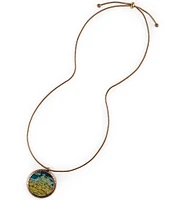 Patricia Nash Round Map Long Pendant Necklace