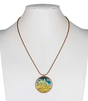 Patricia Nash Round Map Long Pendant Necklace