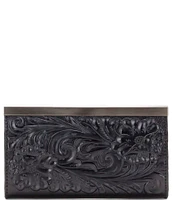 Patricia Nash Tooled Black Floral-Embossed Leather Cauchy Wallet
