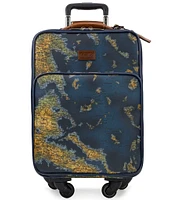 Patricia Nash Vettore Greek Map Patina Coated Linen Canvas 19#double; Spinner Suitcase